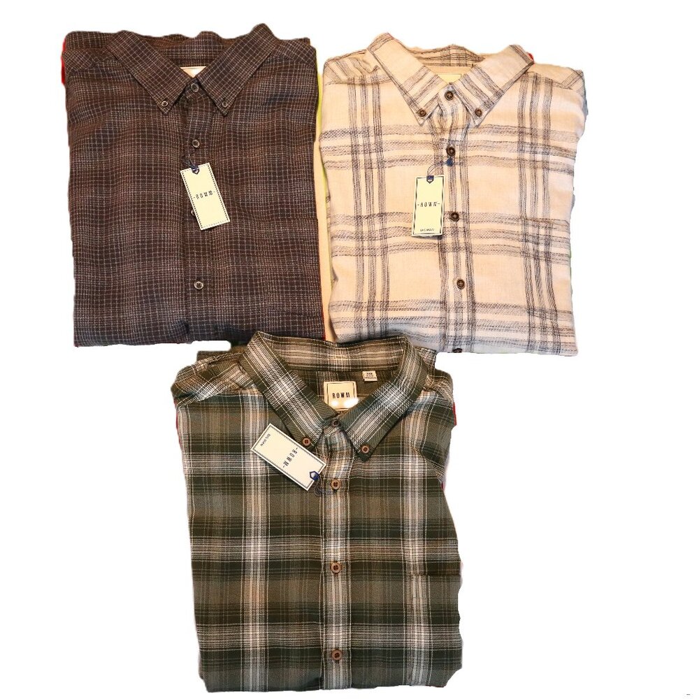 Three Rowm 100% Cotton Designer L/S Button Down Shirts size 3XB NWT